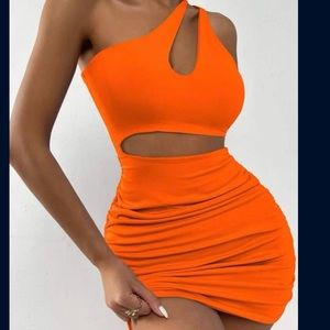 Neon Orange Cut Out Dress